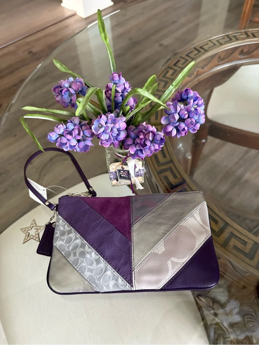 Coach Purple Patchwork Wristlet